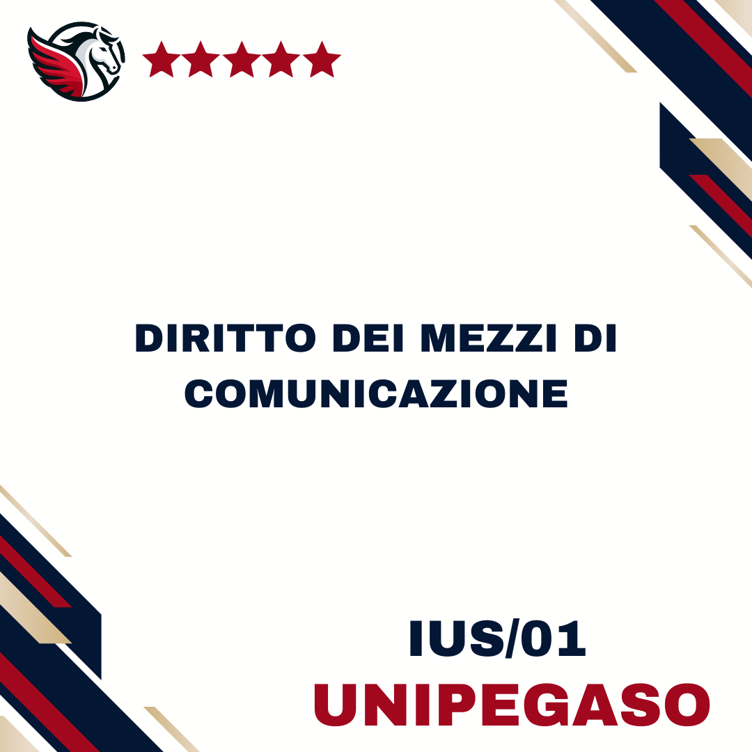 Diritto dei mezzi di comunicazione - IUS/01 - Scienze dell'Educazione e della Formazione (Educatore Professionale Socio-Pedagogico) L10