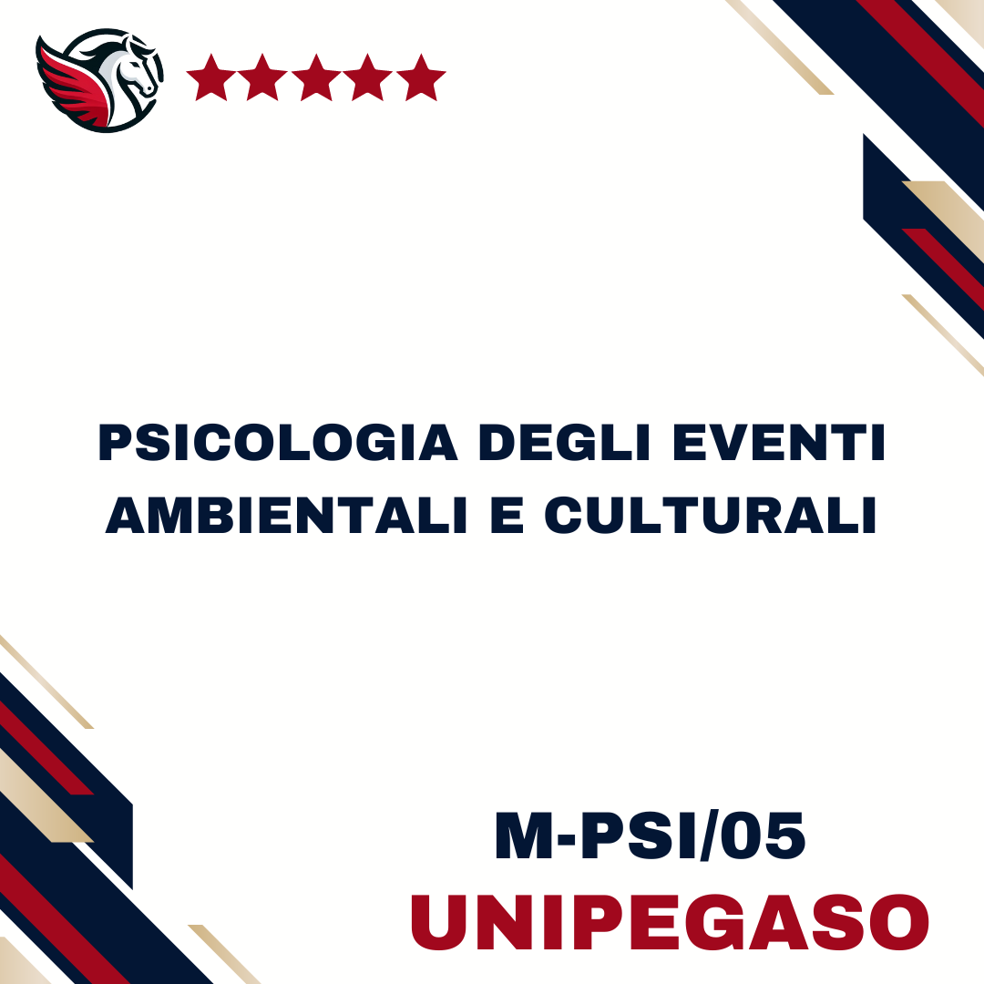 Psicologia degli eventi ambientali e culturali - M-PSI/05 - Scienze Turistiche (Turismo Sostenibile) L15